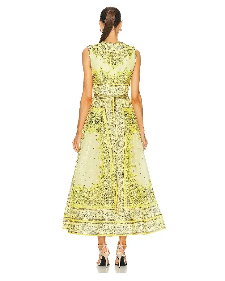 Zimmermann Matchmaker Bow Long Dress in Yellow Bandana Size 2 AU 12 - Image 2