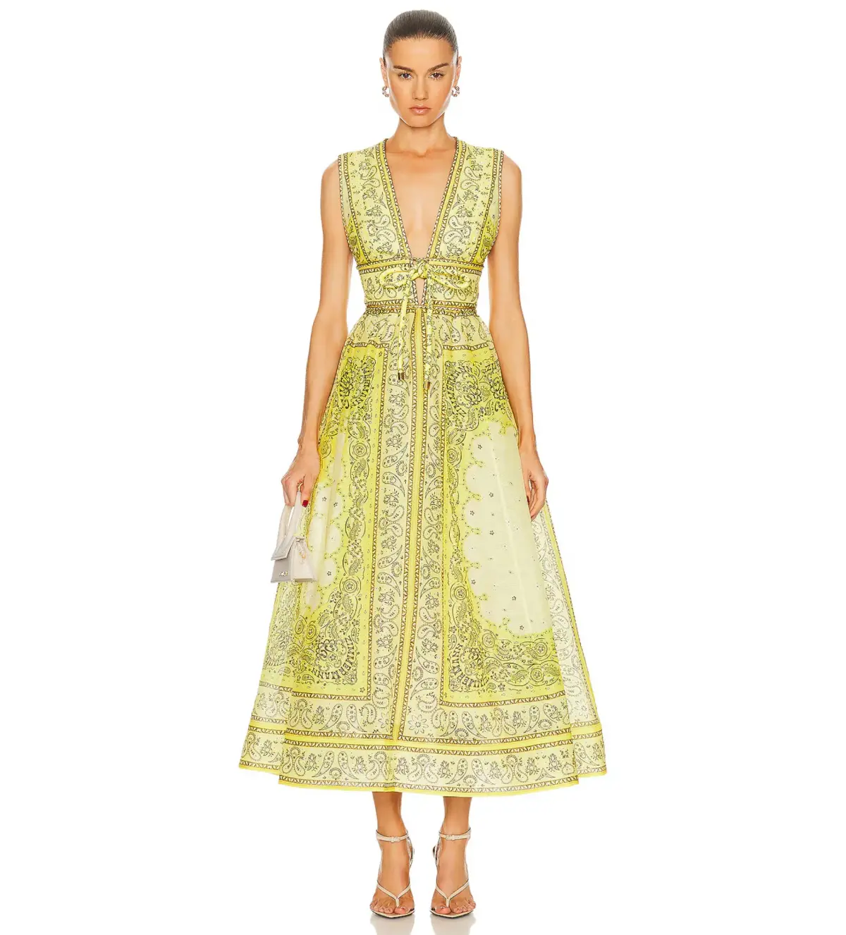 Zimmermann Matchmaker Bow Long Dress in Yellow Bandana Size 2 AU 12 - Image 1