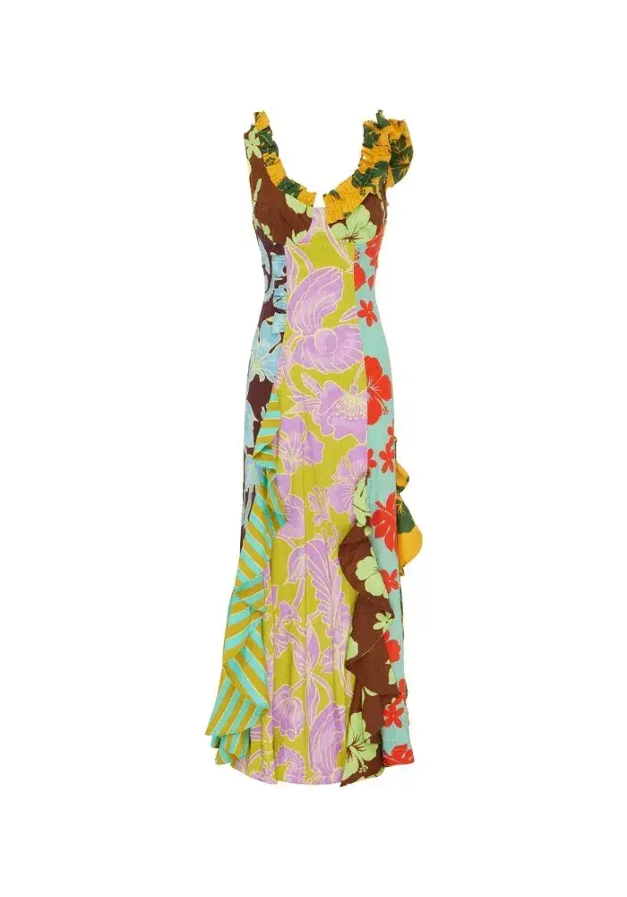 Alemais Poppy Spliced Midi Dress Multi Size 8 for rent on The Volte - main image