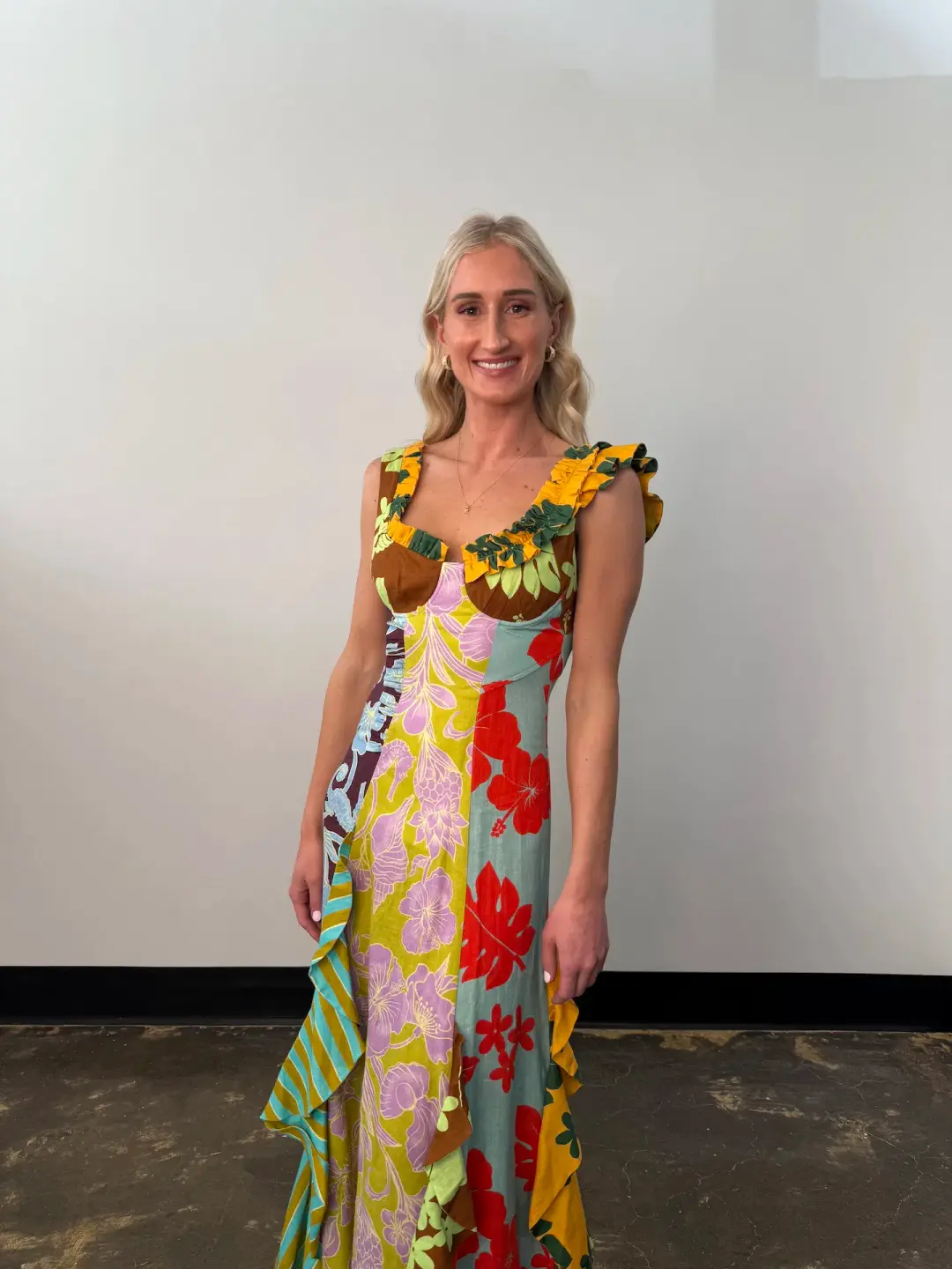 Alemais Poppy Spliced Midi Dress Multi Size 8 for rent on The Volte - main image