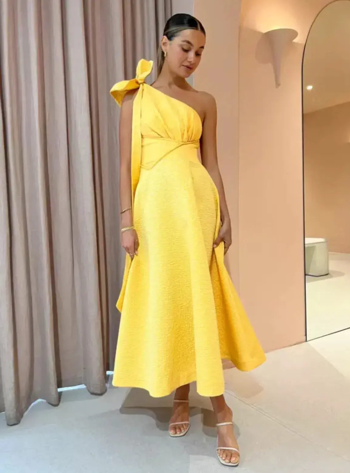 Rachel Gilbert Emiliano Dress Yellow Gold Size 12 - Image 2