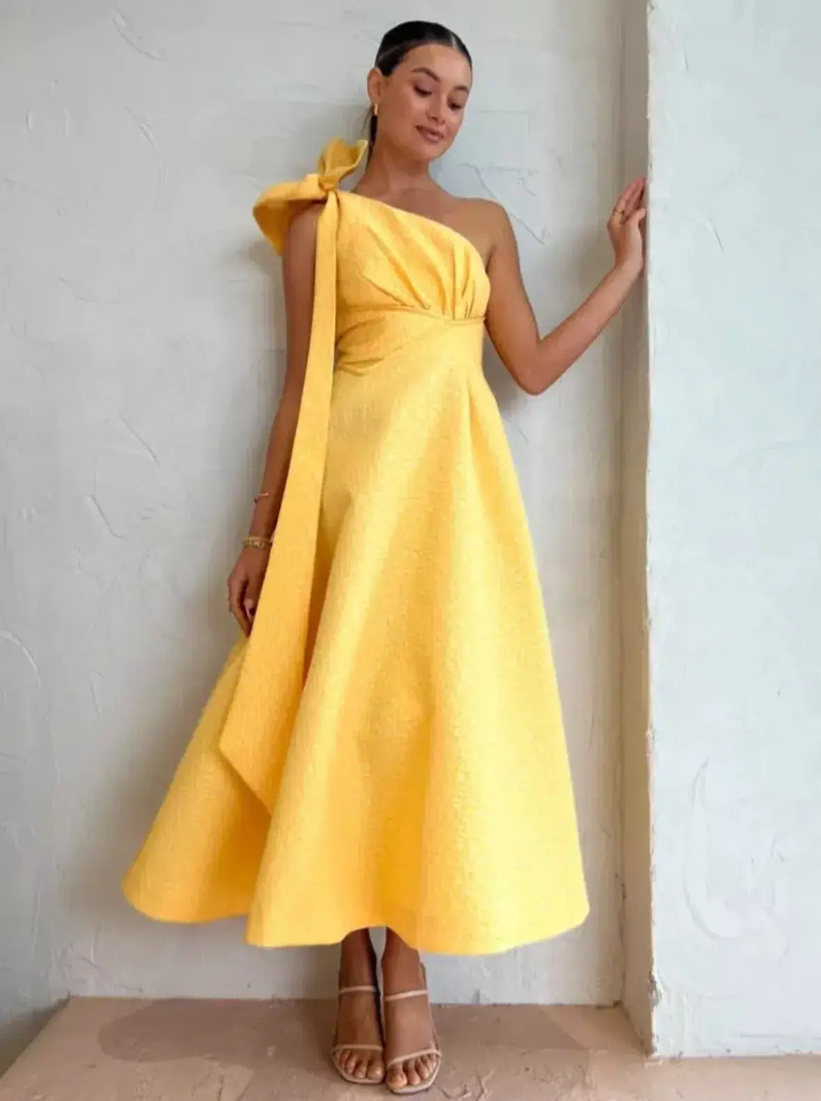 Rachel Gilbert Emiliano Dress Yellow Gold Size 12 - Image 3