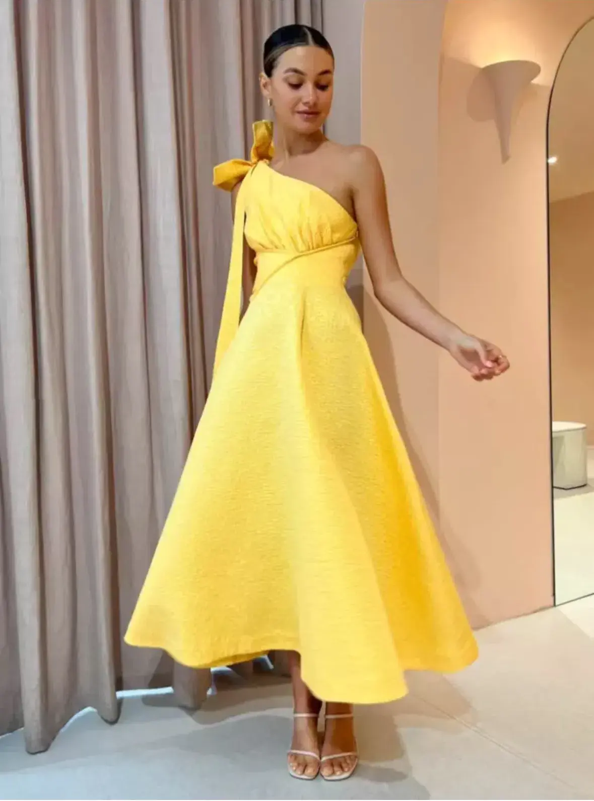 Rachel Gilbert Emiliano Dress Yellow Gold Size 12 - Image 1