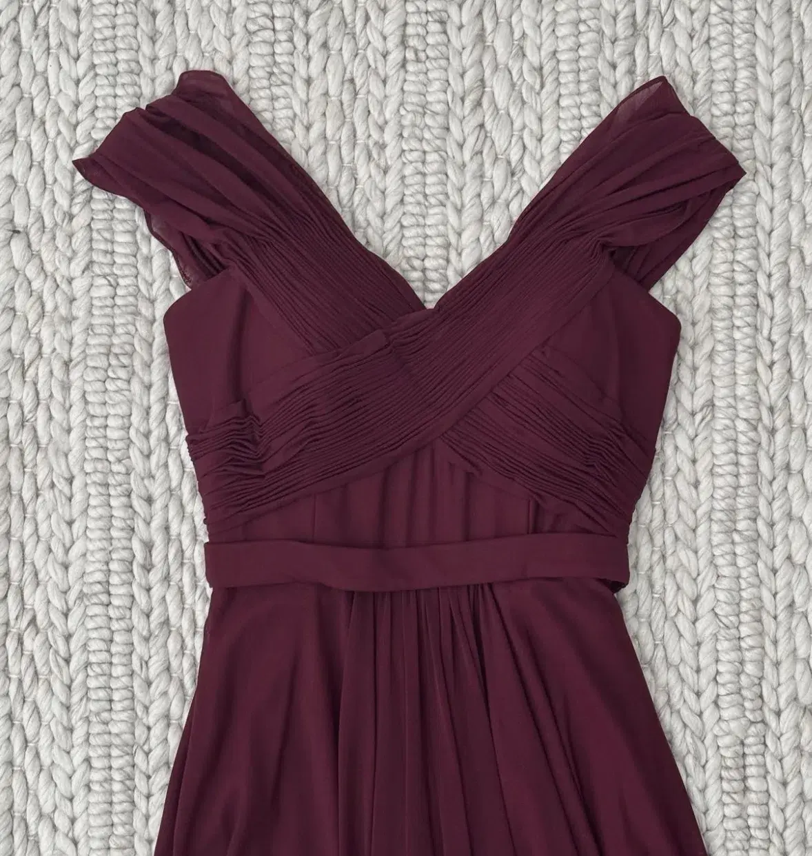 Jadore Burgundy Red Chiffon Floor Length Formal Gown Size 8 - Image 3