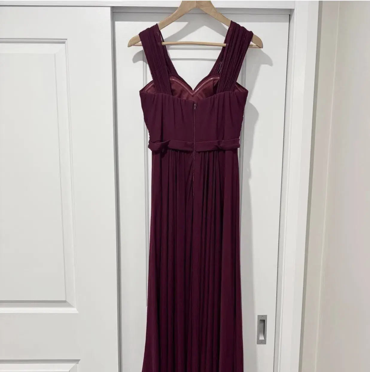 Jadore Burgundy Red Chiffon Floor Length Formal Gown Size 8 - Image 6