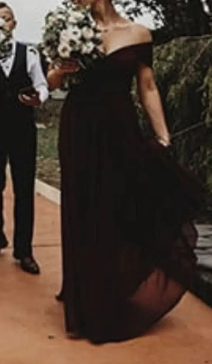 Jadore Burgundy Red Chiffon Floor Length Formal Gown Size 8 - Image 7