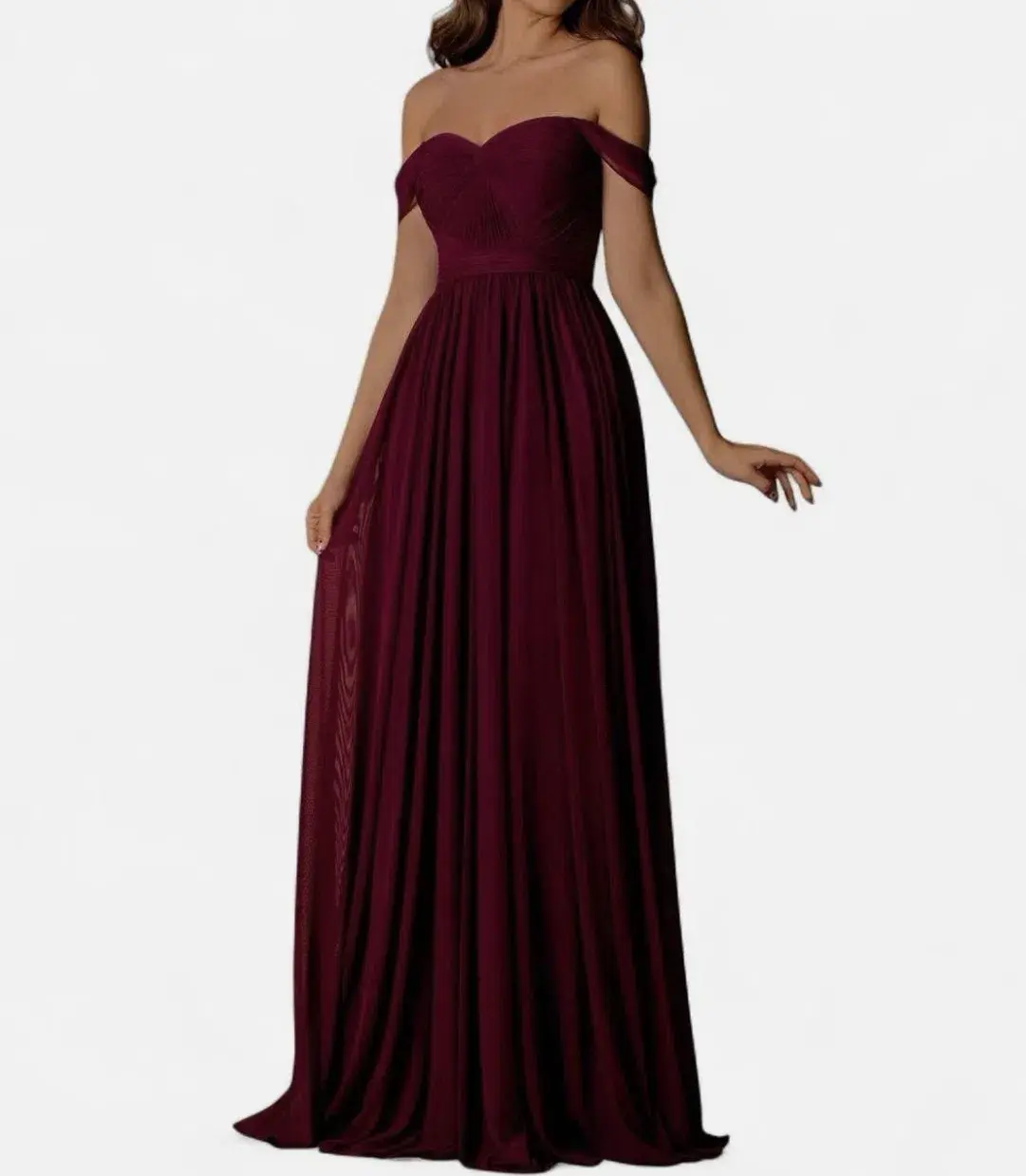 Jadore Burgundy Red Chiffon Floor Length Formal Gown Size 8 - Image 2