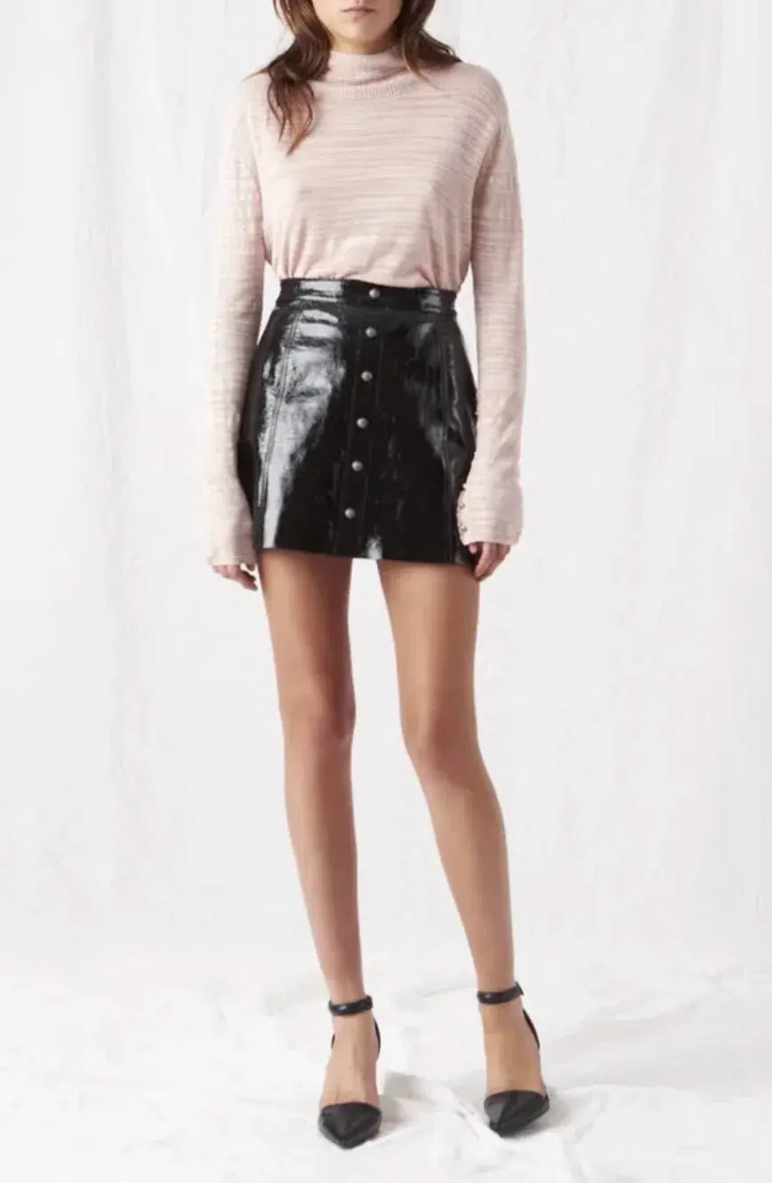 Aje Pallenberg Patent Leather Mini Skirt Black Size 10 / M - Image 2