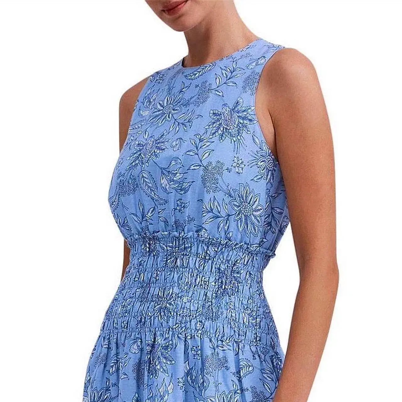 Witchery Cornflower Blue Linen Maxi Dress Size 6 - Image 3
