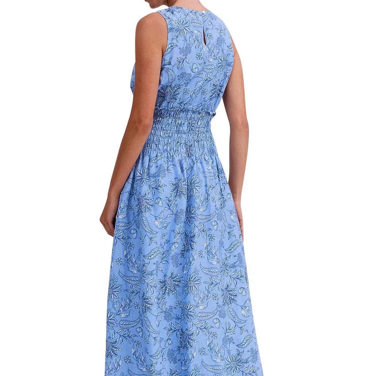Witchery Cornflower Blue Linen Maxi Dress Size 6 - Image 2