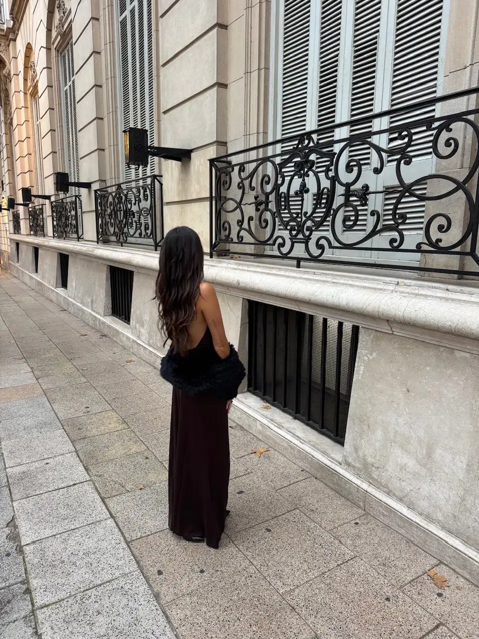 Sneaky Link Saint Plunge Maxi Dress Cocoa Size 8  for rent on The Volte - main image