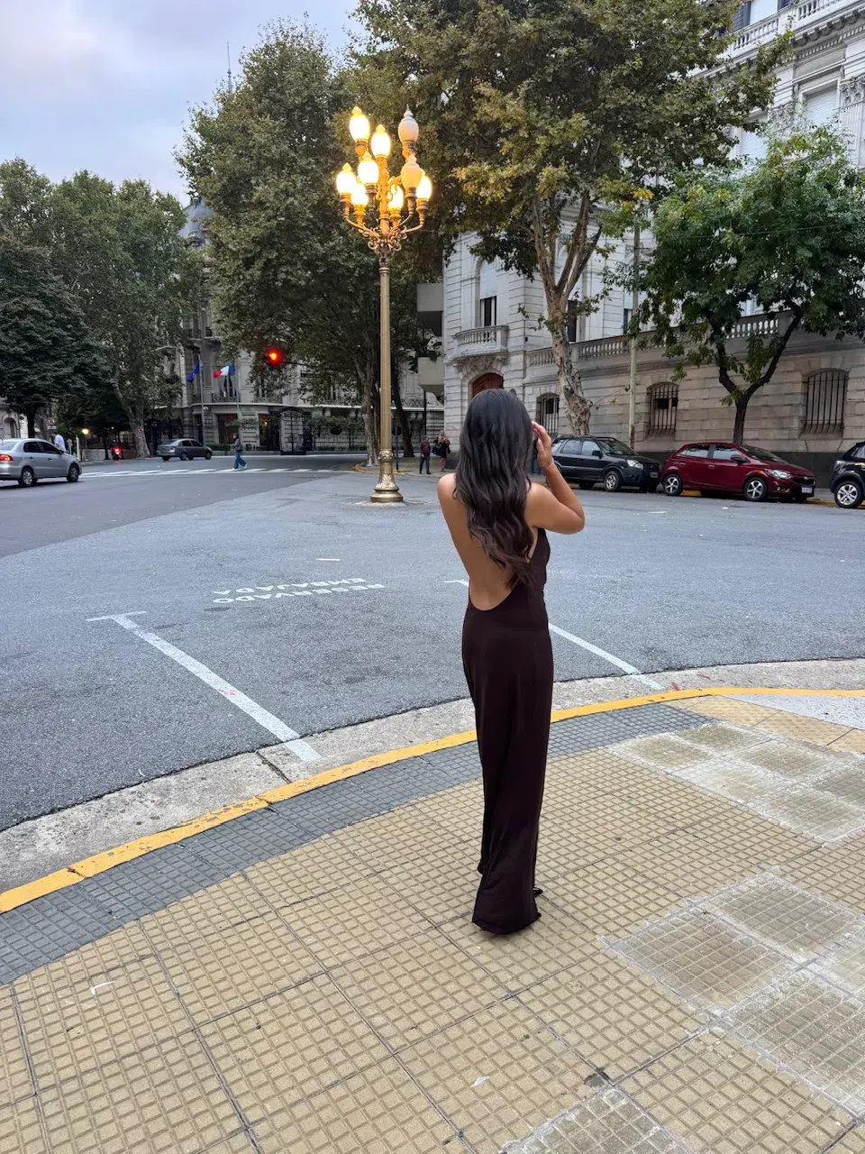 Sneaky Link Saint Plunge Maxi Dress Cocoa Size 8  for rent on The Volte - main image