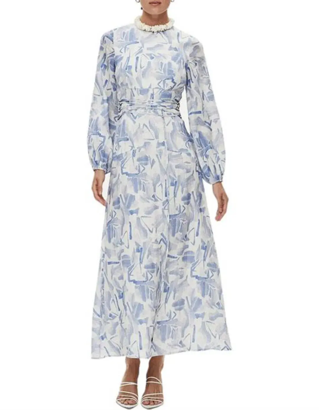 Rachel Gilbert Faris Abstract Print Dress Blue/White 3/AU14 - Image 1