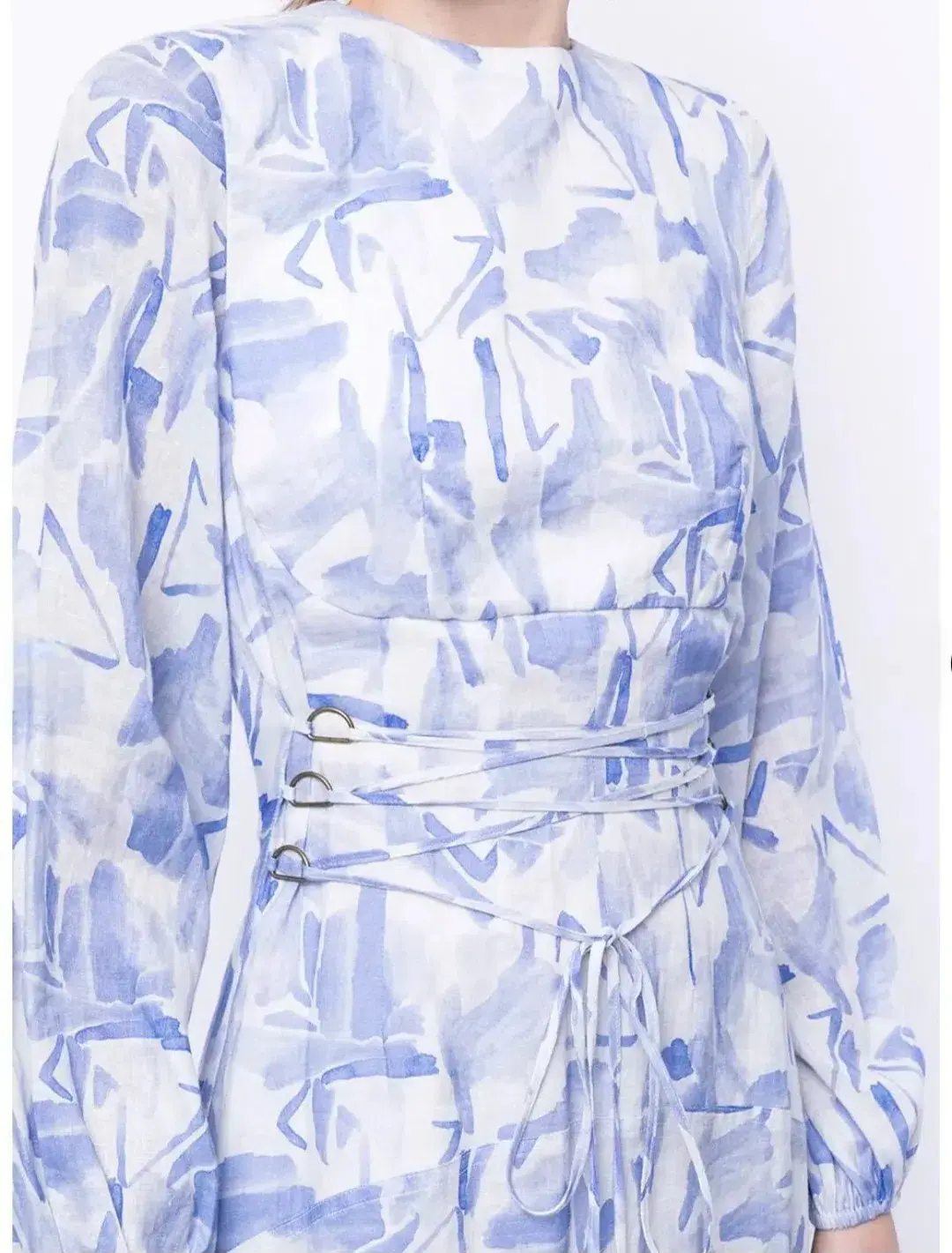 Rachel Gilbert Faris Abstract Print Dress Blue/White 3/AU14 - Image 5