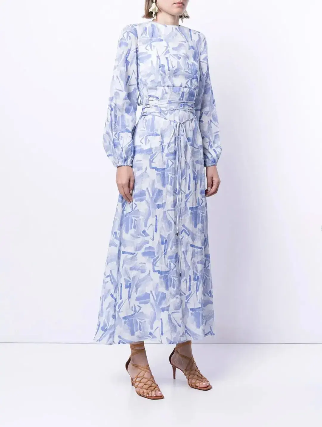 Rachel Gilbert Faris Abstract Print Dress Blue/White 3/AU14 - Image 3