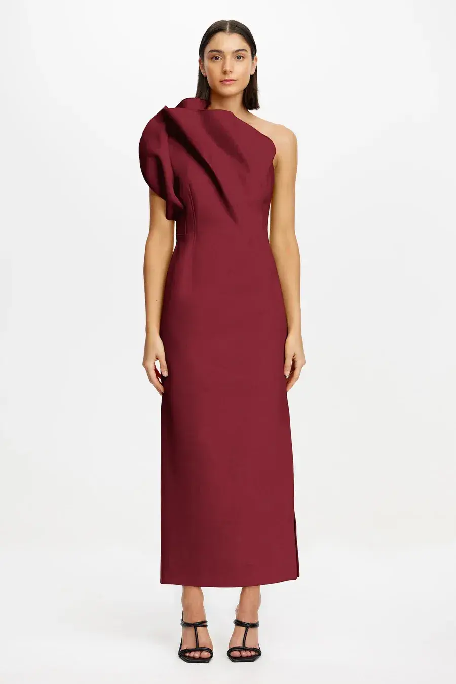 Acler Hawkley Midi Dress Bordeaux Size 10 - Image 1