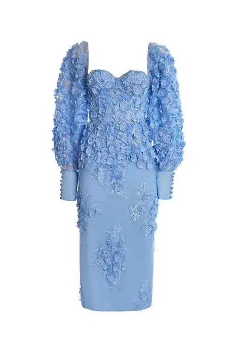 Alamour The Label Ginvra 3D Flower Dress Blue Size M /Au 10  - Image 6