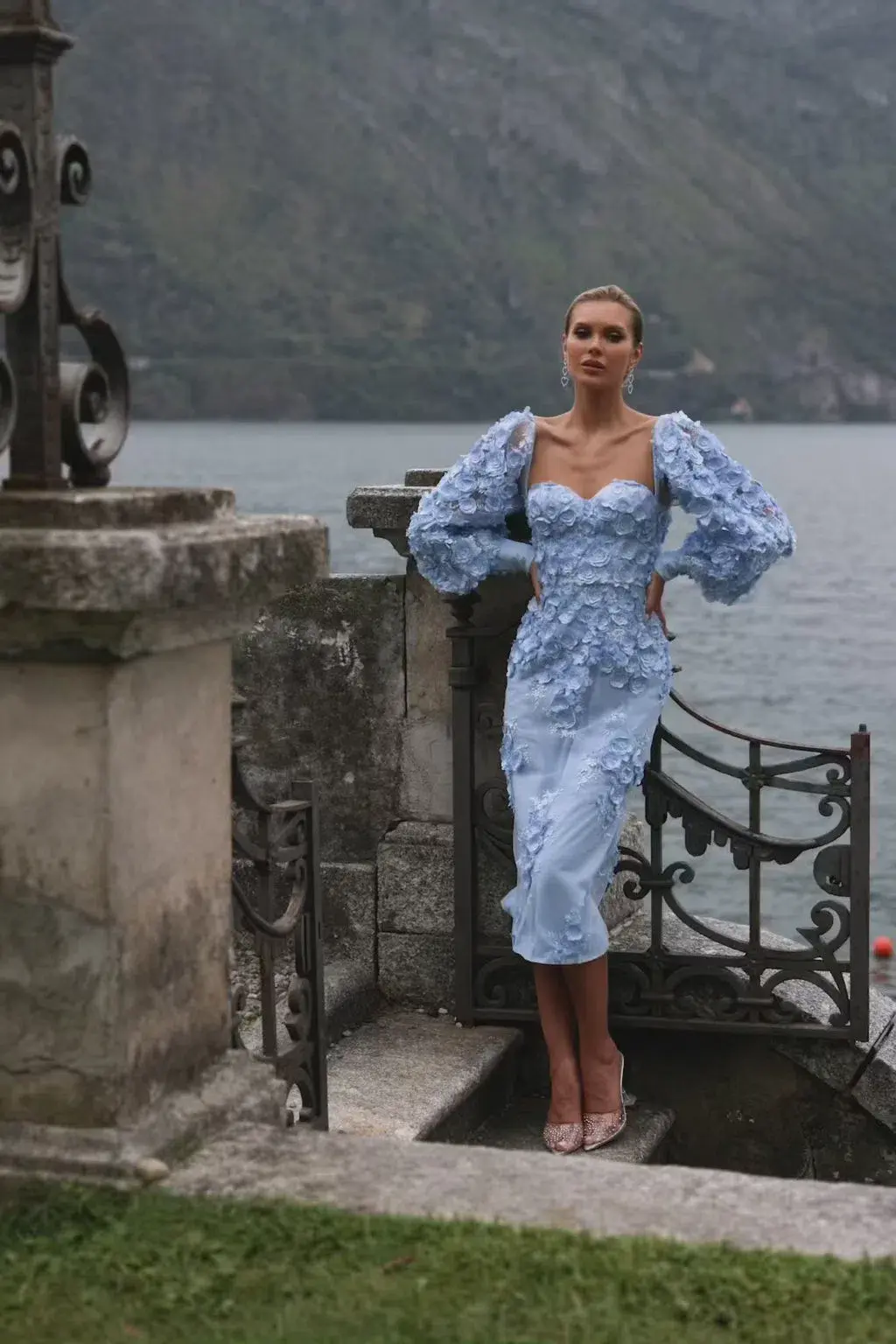 Alamour The Label Ginvra 3D Flower Dress Blue Size M /Au 10  for rent on The Volte - main image