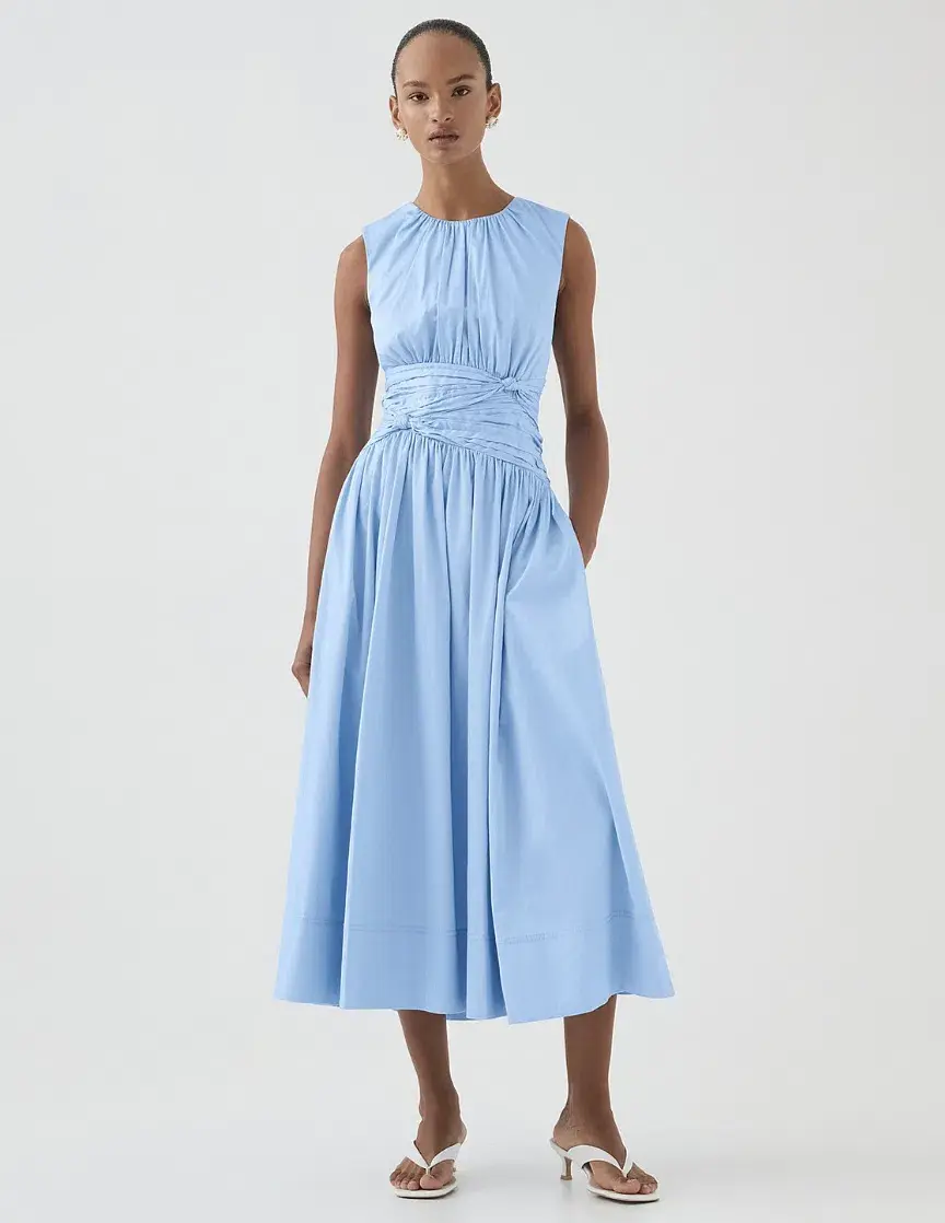 Aje Agatha Knot Midi Dress Powder Blue Size AU 12 - Image 1