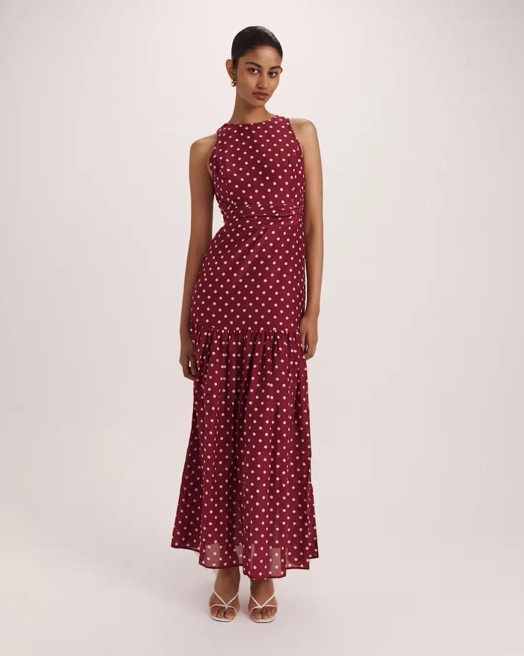 Saba Tilda Silk Cotton Maxi Dress Burgundy Size 8  for rent on The Volte - main image