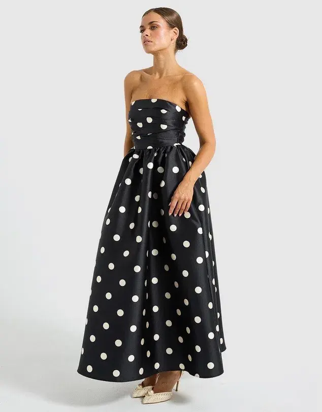 Pasduchas Dottie Strapless Midi Dress Black Size 8 - Image 2