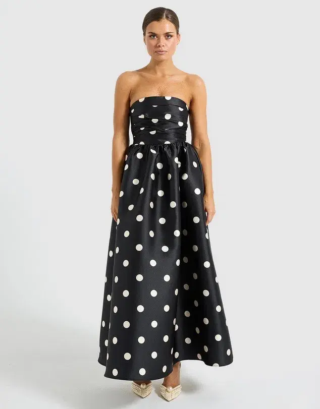 Pasduchas Dottie Strapless Midi Dress Black Size 8 - Image 1