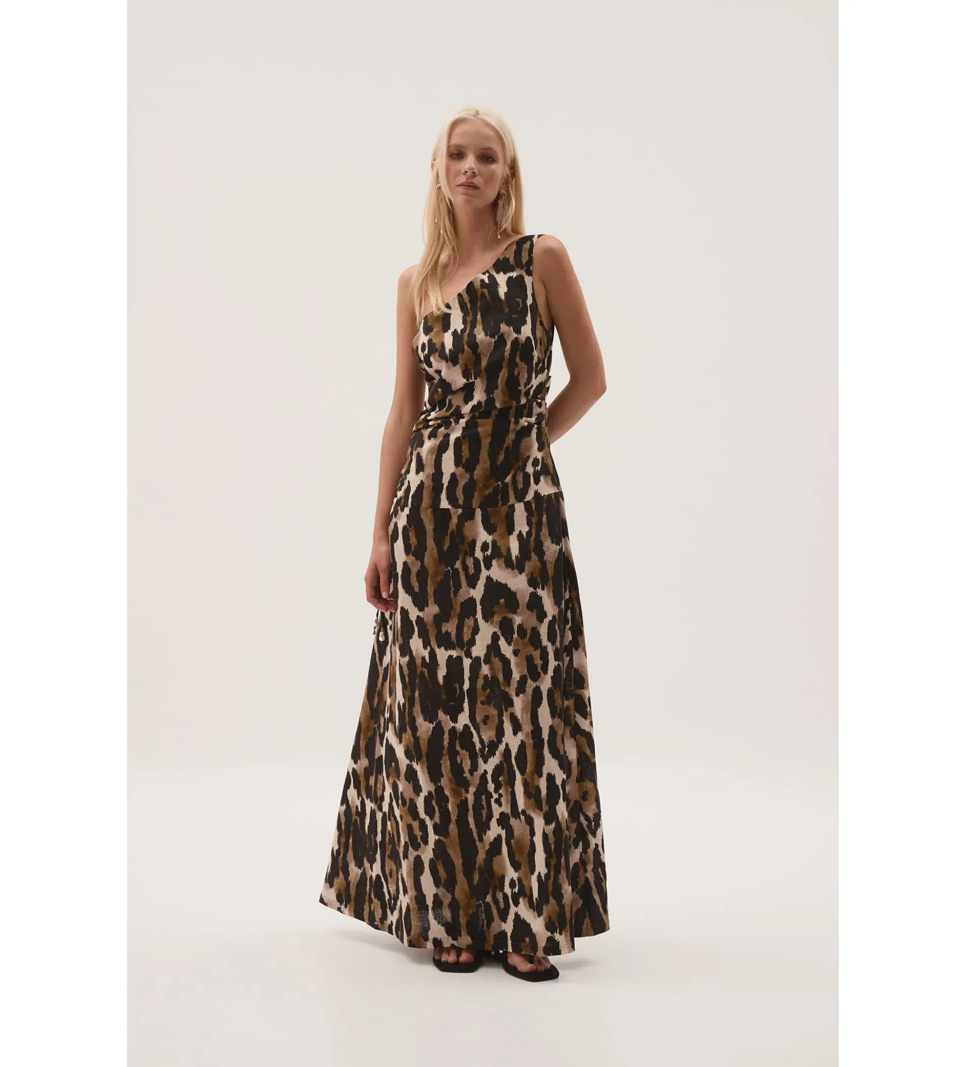 Aje Daze One Shoulder Maxi  Dress Animal Print Size 10 - Image 1
