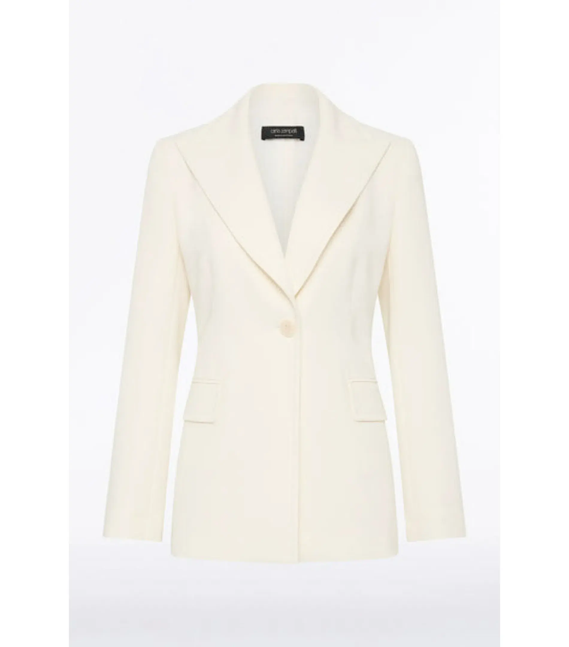 Carla Zampatti Crepe Long Line Jacket and Wide Waisted Pant Set Ivory Size AU 6 - Image 4