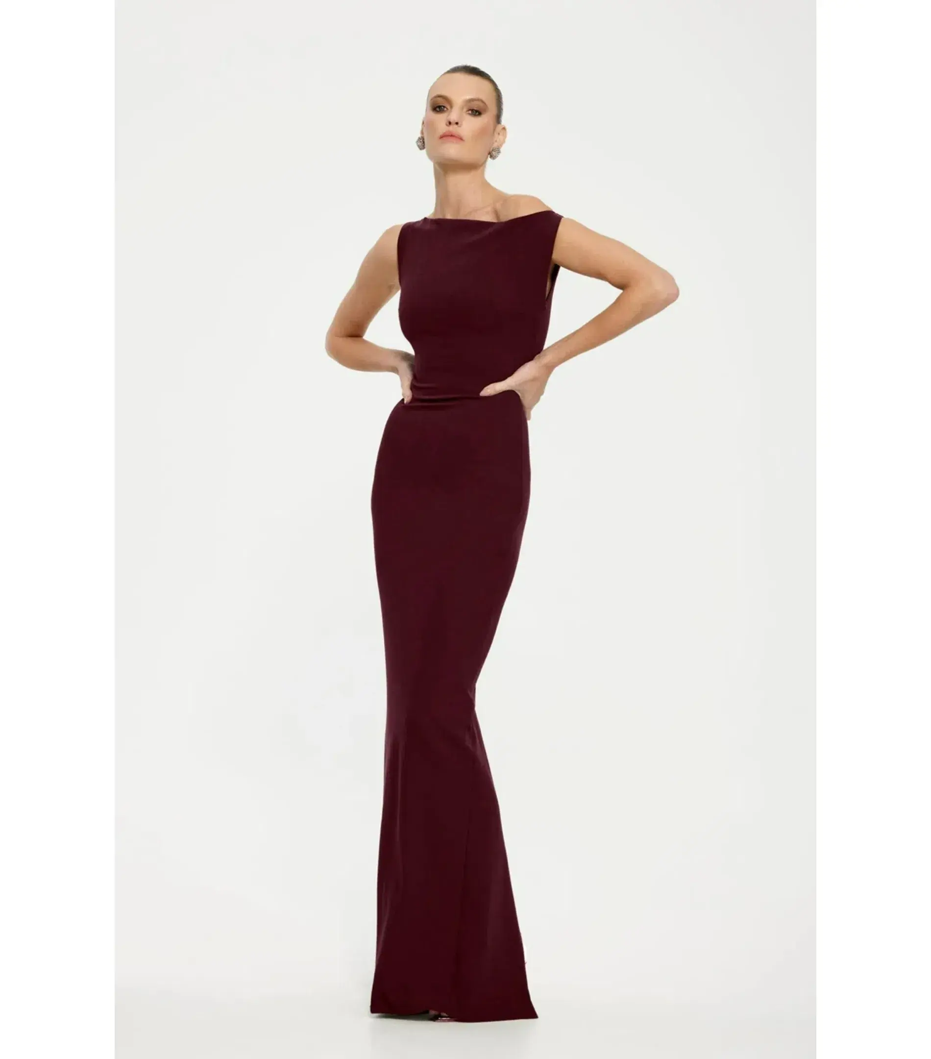 Effie Kats Inaya Maxi Gown in Wine Size AU 10  - Image 1