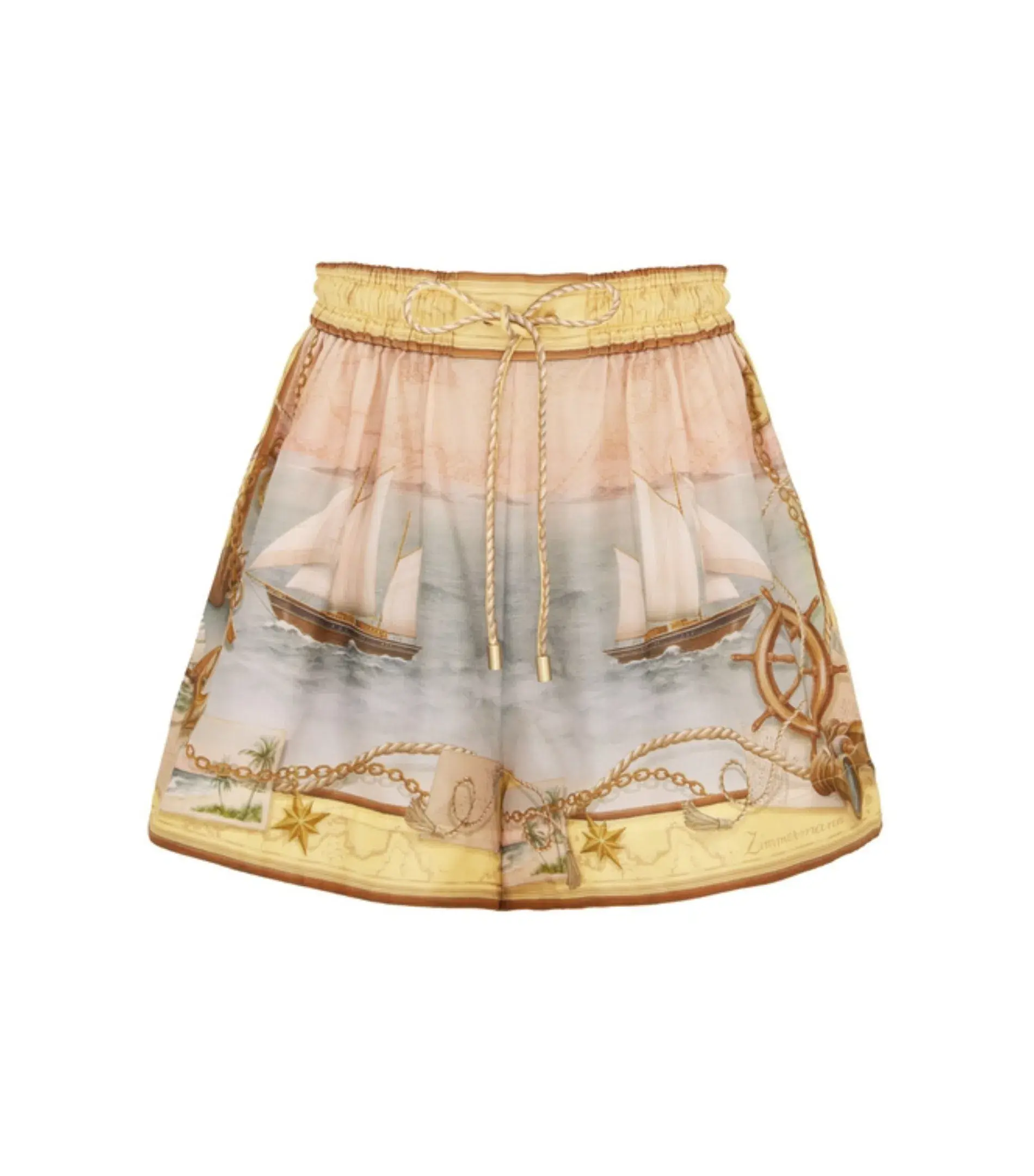 Zimmermann Scarborough Relaxed Shirt Size / 0P AU 6 and Short Size 0 / AU 8 in Yellow Nautical Map  - Image 2