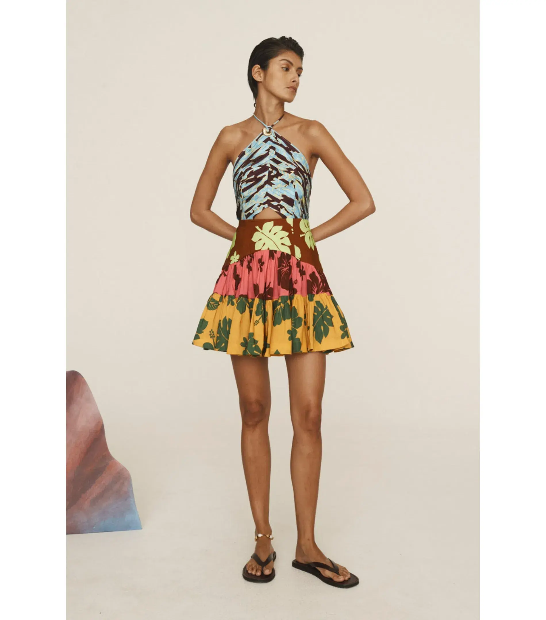Alemais Poppy Spliced Mini Dress Multi Size AU 6 - Image 1