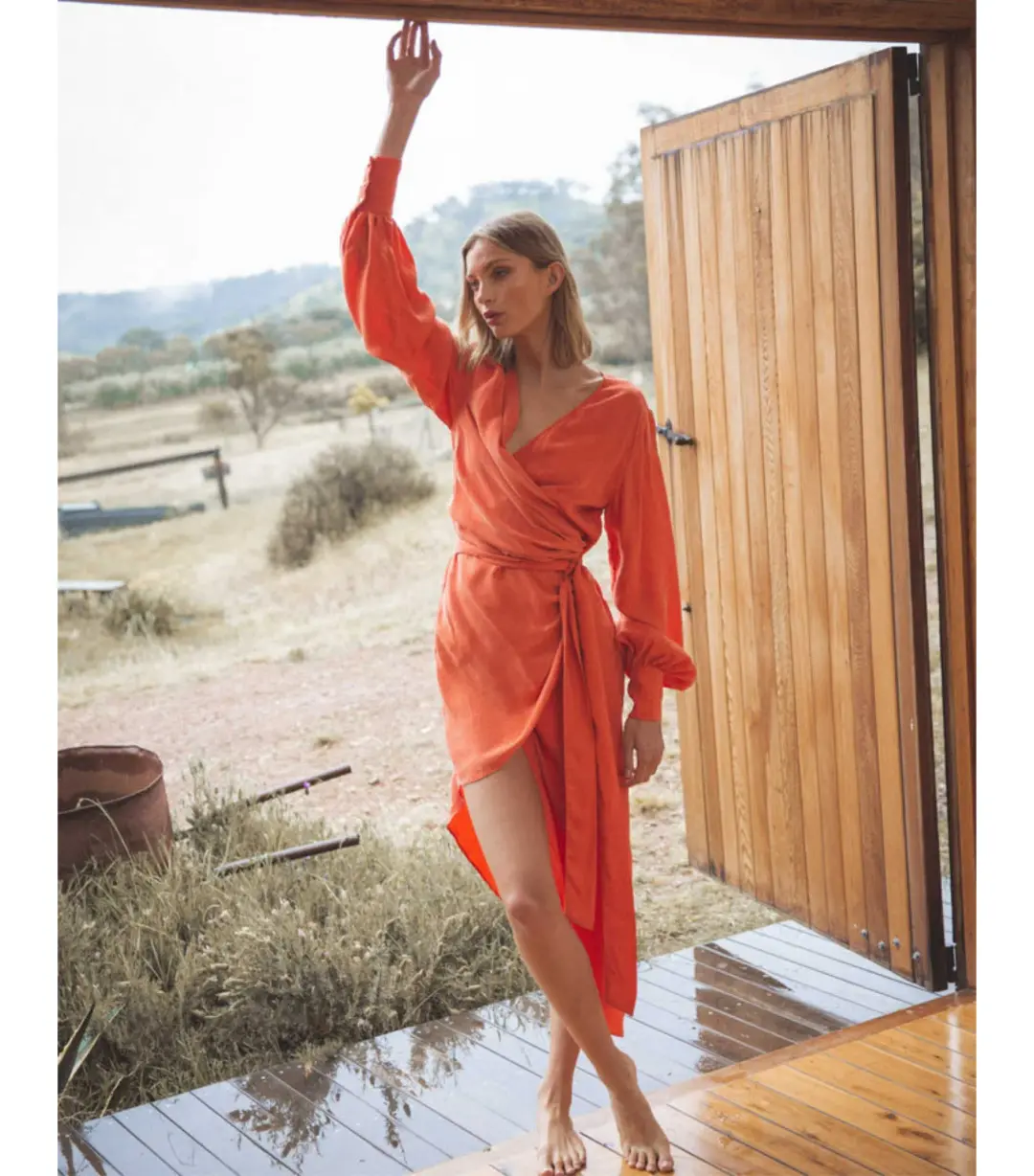 Winona Mirabelle Asymmetrical Dress Orange Size AU 8  for rent on The Volte - main image