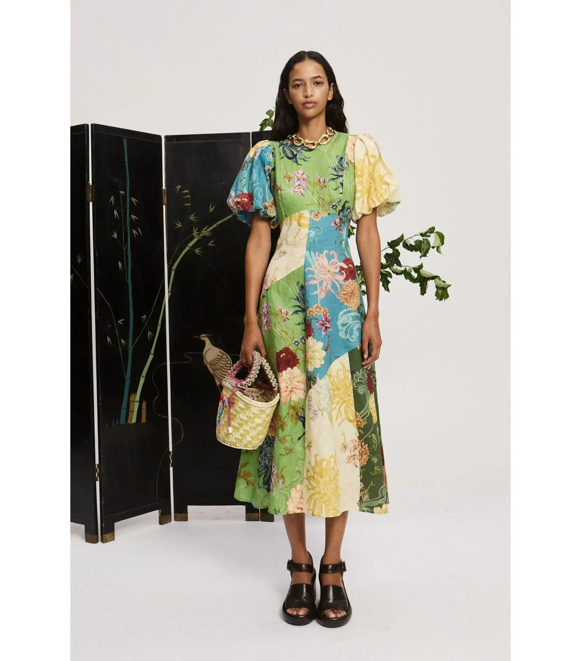 Alemais Avery Spliced Midi Dress Multi Size AU 10 - Image 1