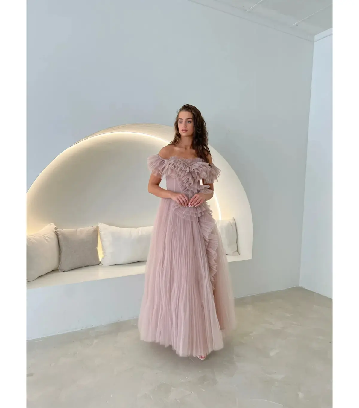 Tarik Ediz Patrice Maxi Dress Blush Size AU 12 - Image 1
