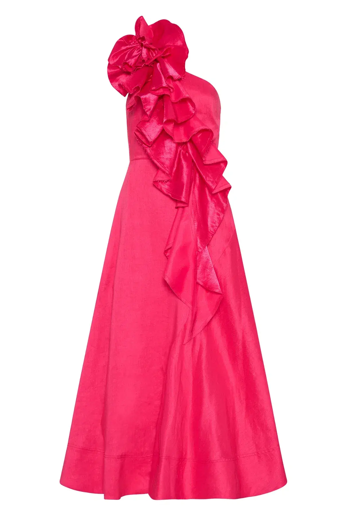 NEW Aje Adelia Ruffle Midi Dress in Bougainvillea Red Size 6 - Image 2