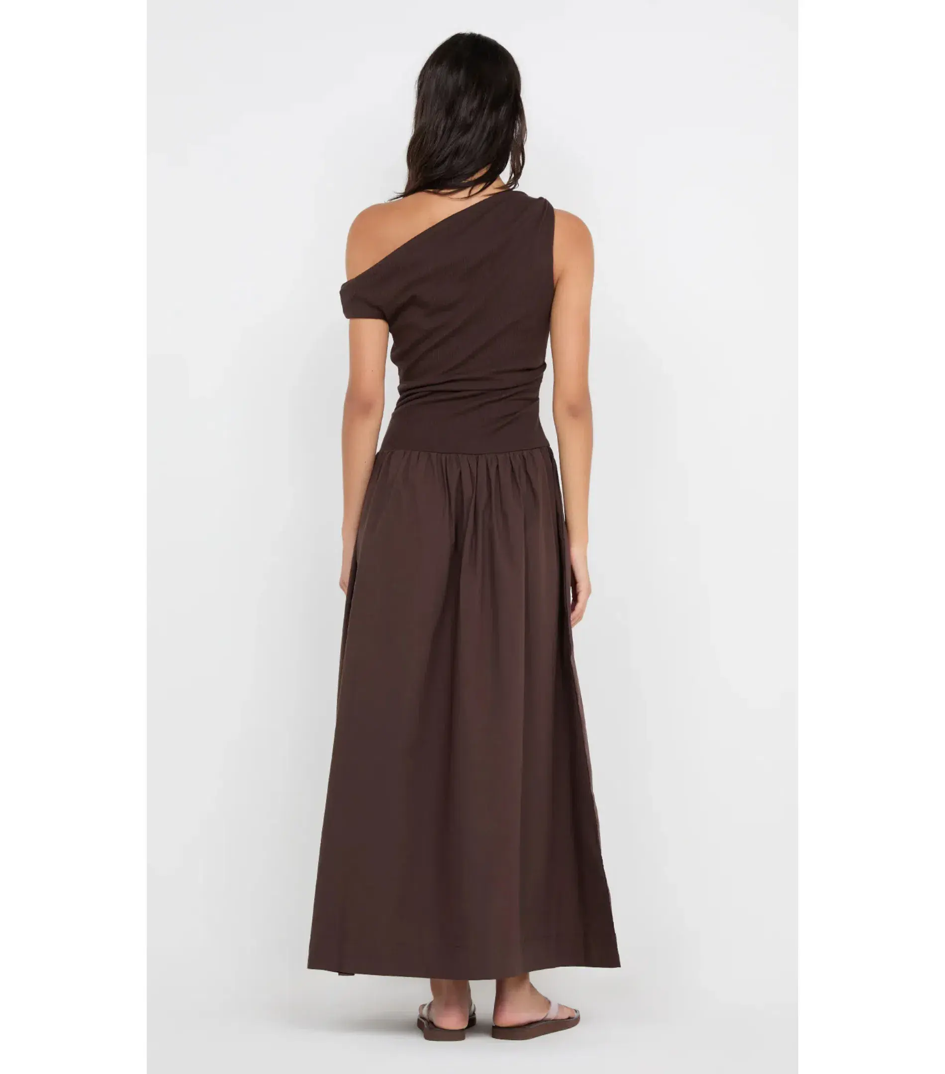 Bec & Bridge Freya Asym Maxi Dress in Dark Chocolate AU 10 - Image 4