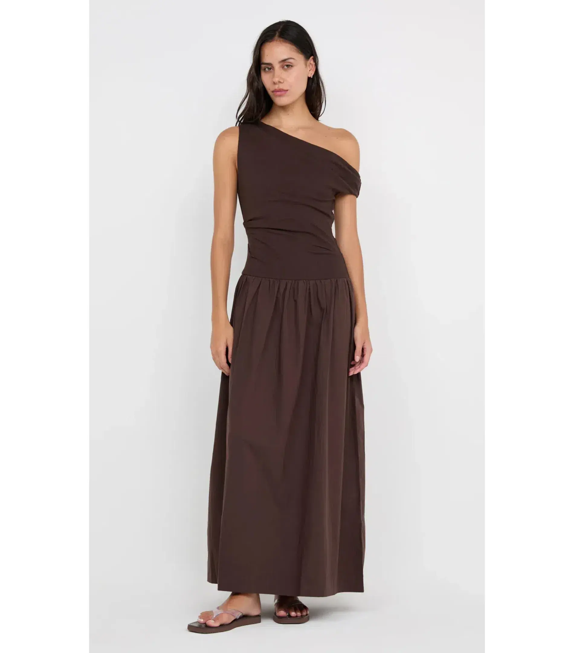 Bec & Bridge Freya Asym Maxi Dress in Dark Chocolate AU 10 - Image 3