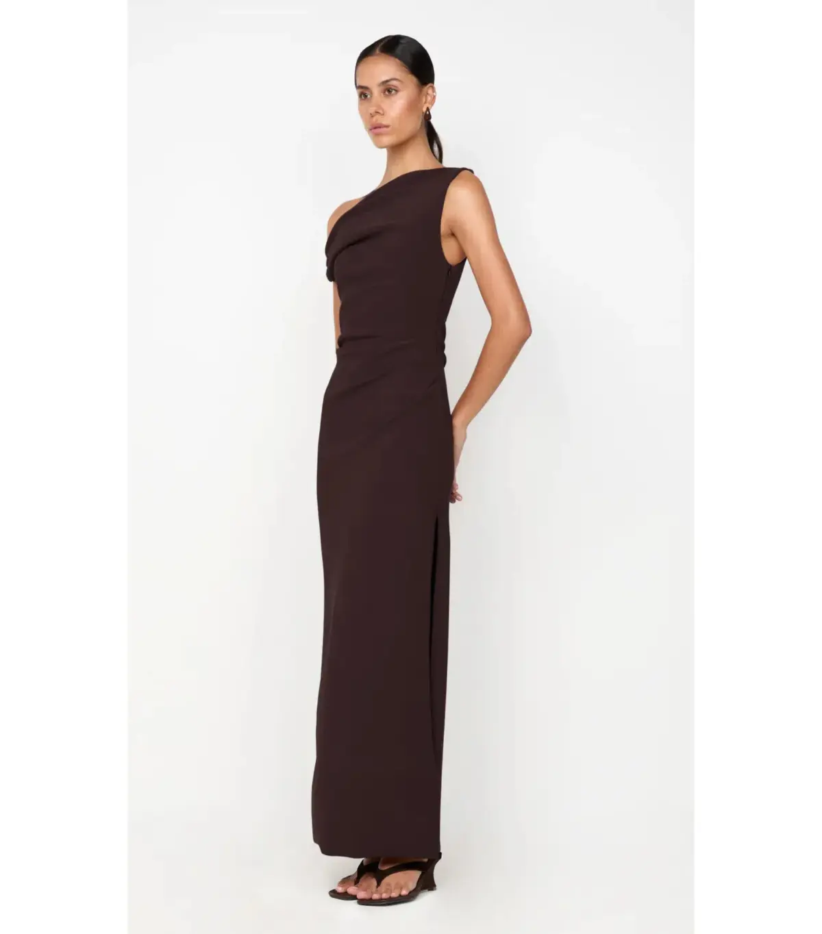Bec & Bridge Leora Asym Maxi Dress in Dark Chocolate Size AU 12 - Image 2