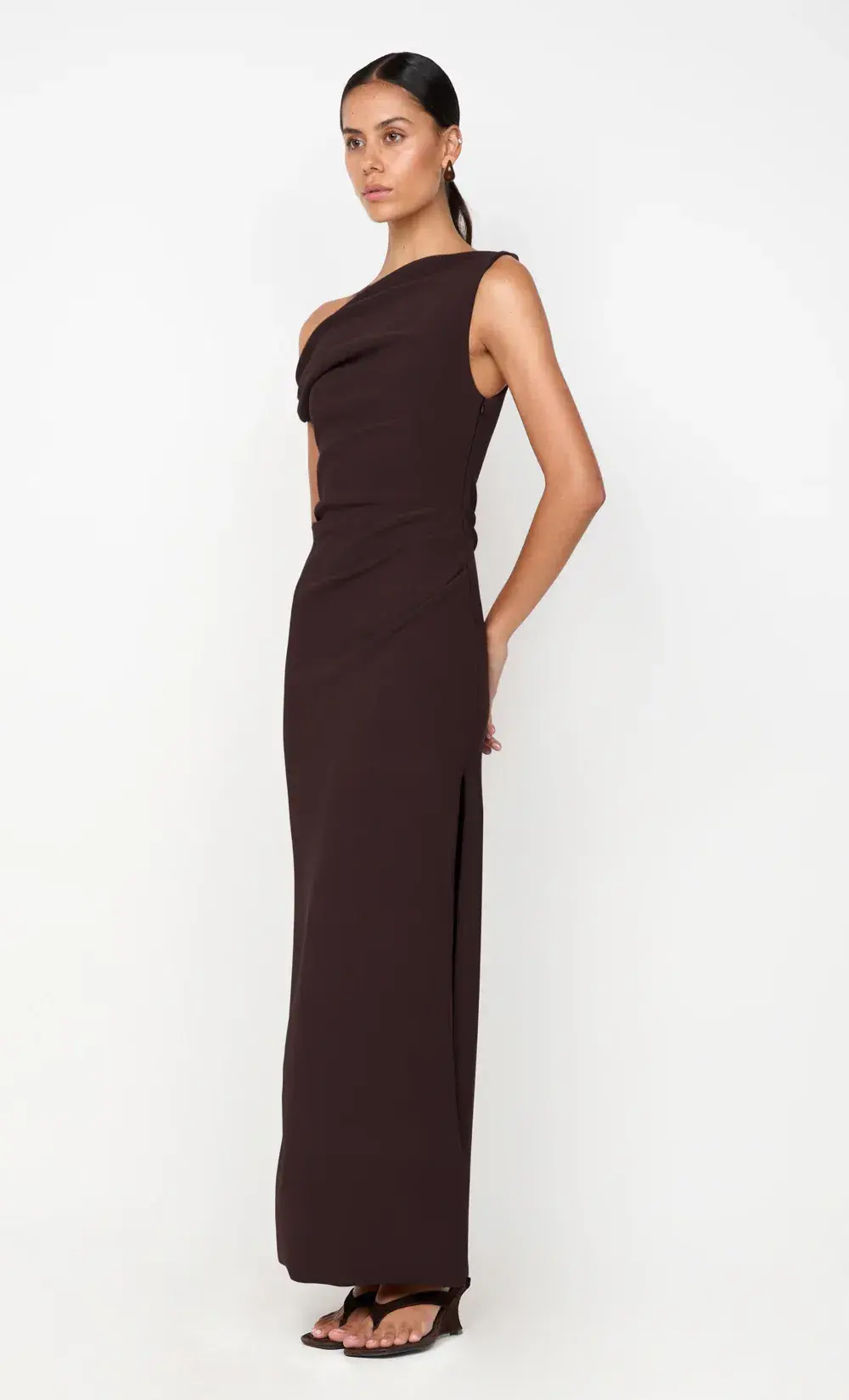Bec & Bridge Leora Asym Maxi Dress - Dark Chocolate (Size 12) - Image 2