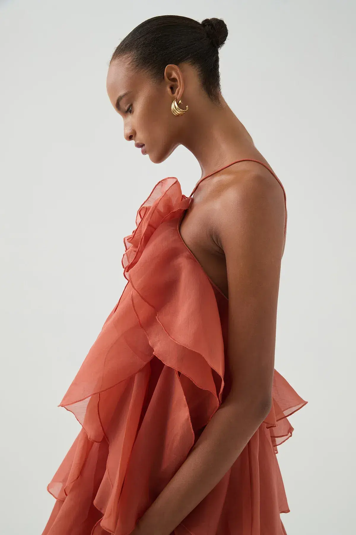 Aje Pandorea Layered Maxi Dress Coral Clay size 8 - Image 3
