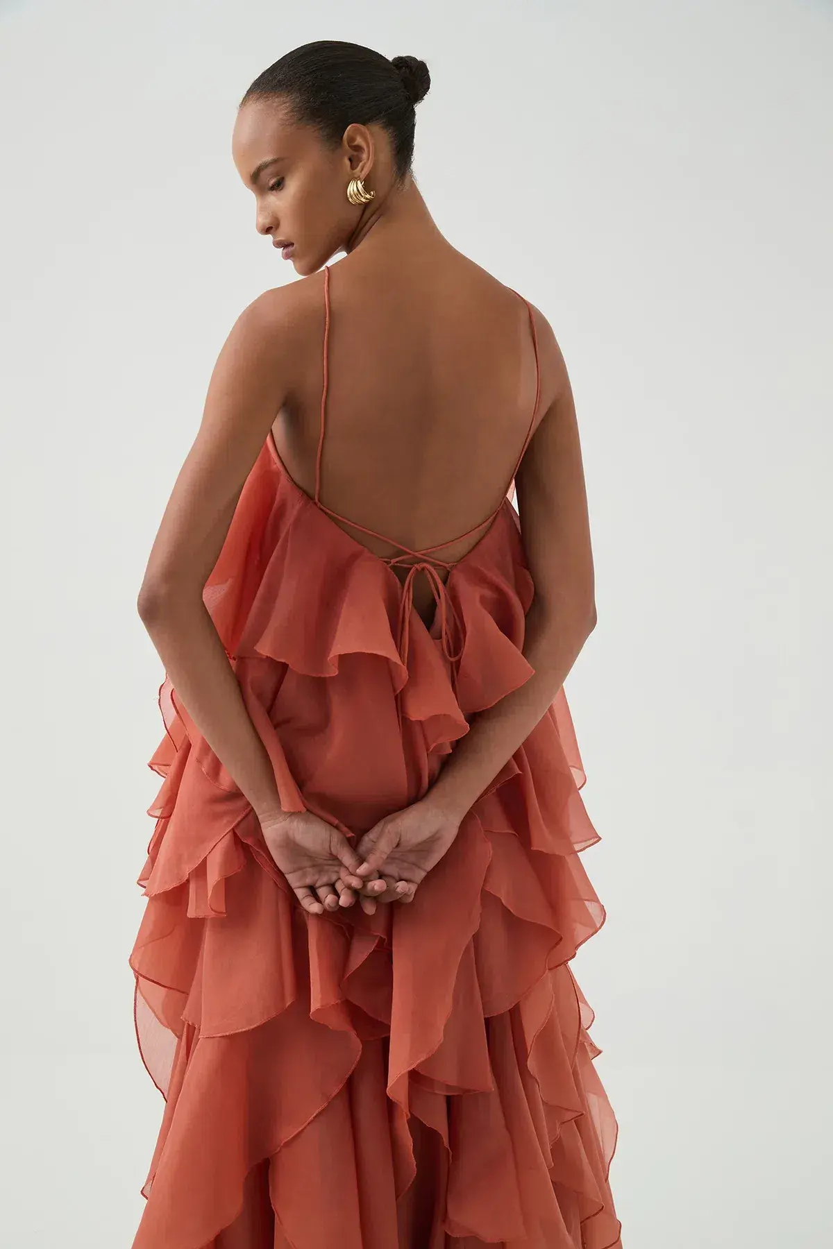 Aje Pandorea Layered Maxi Dress Coral Clay size 8 - Image 2