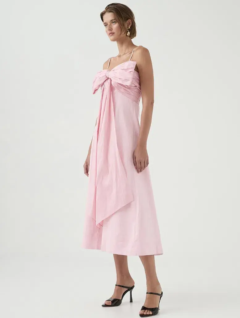 Aje Scarlett Midi Dress Pink - Size 10 - Image 6