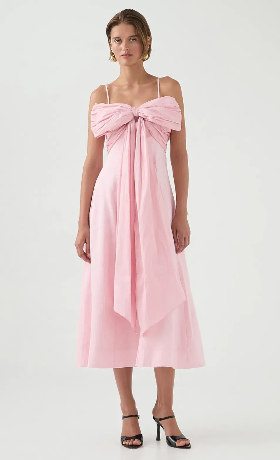 Aje Scarlett Midi Dress Pink - Size 10 - Image 1