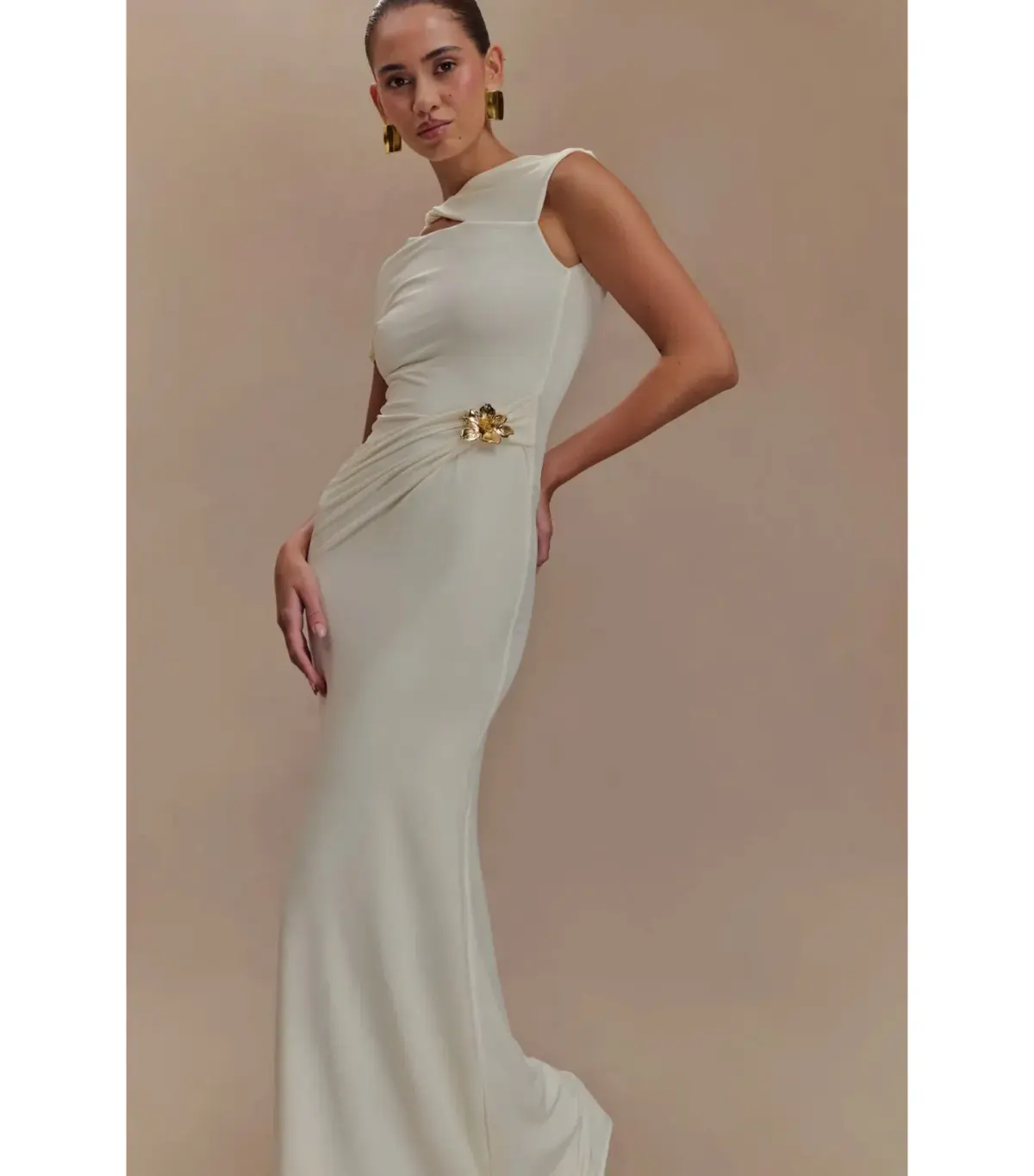 Meshki Kaida Slinky Maxi Dress Ivory Size S / AU 8 - Image 4