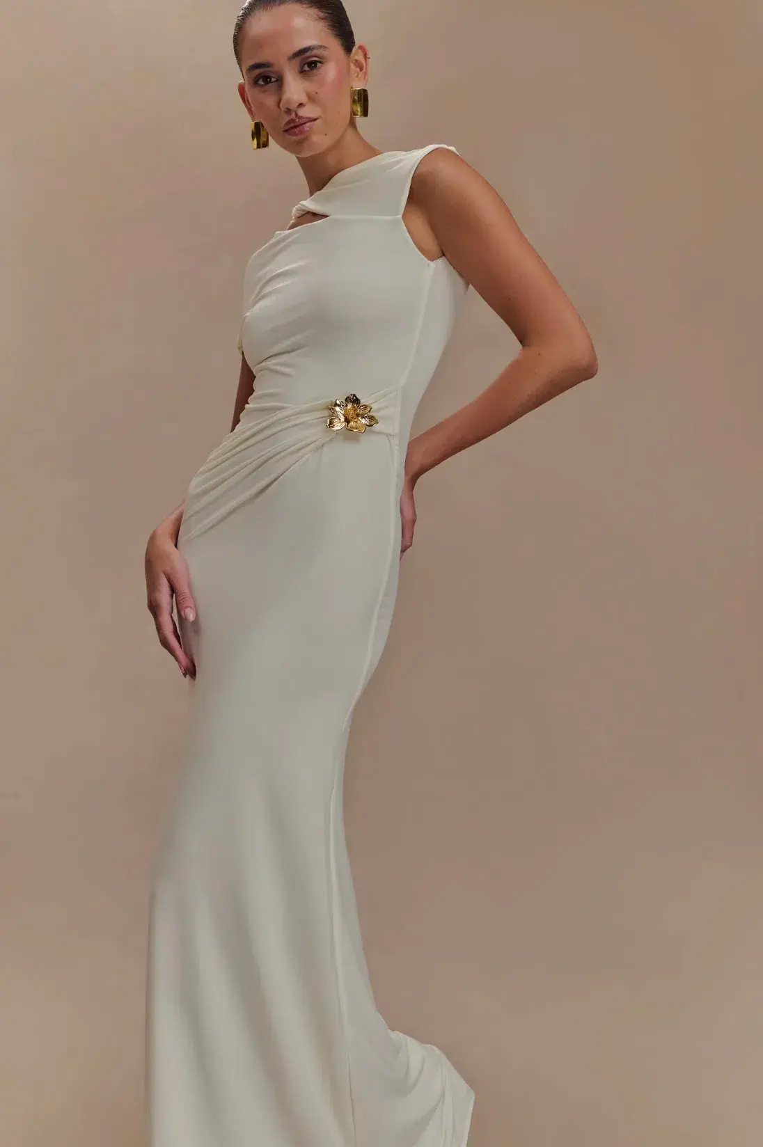Meshki Kaida Slinky Maxi Dress Ivory Size S / AU 8 - Image 4