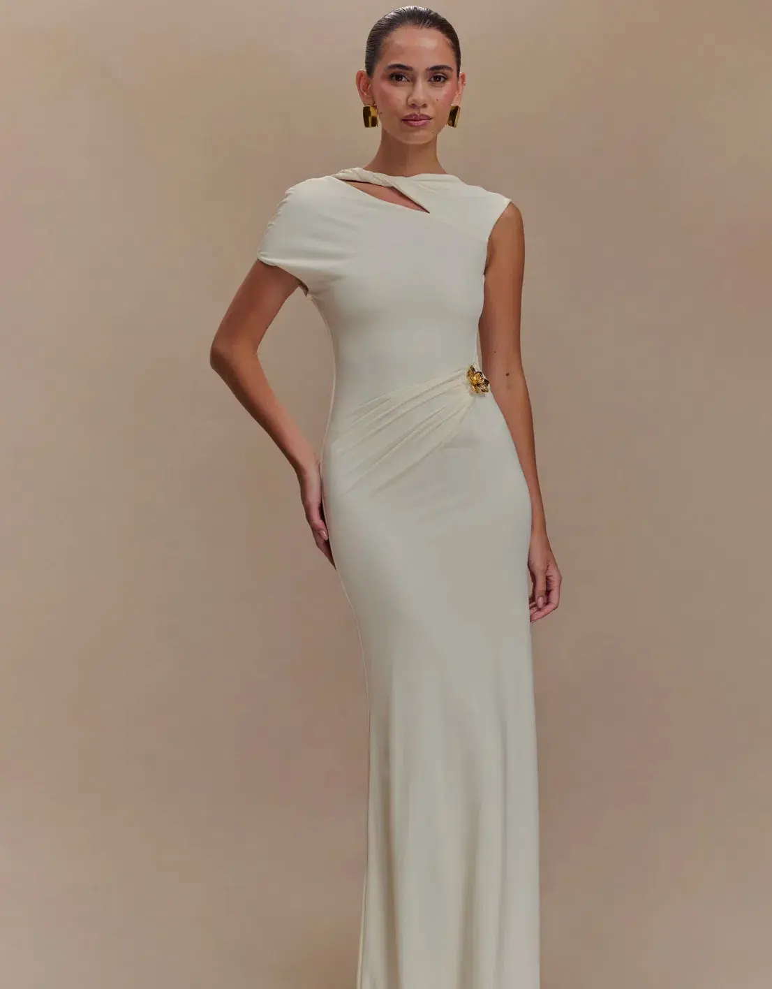 Meshki Kaida Slinky Maxi Dress Ivory Size S / AU 8 - Image 5