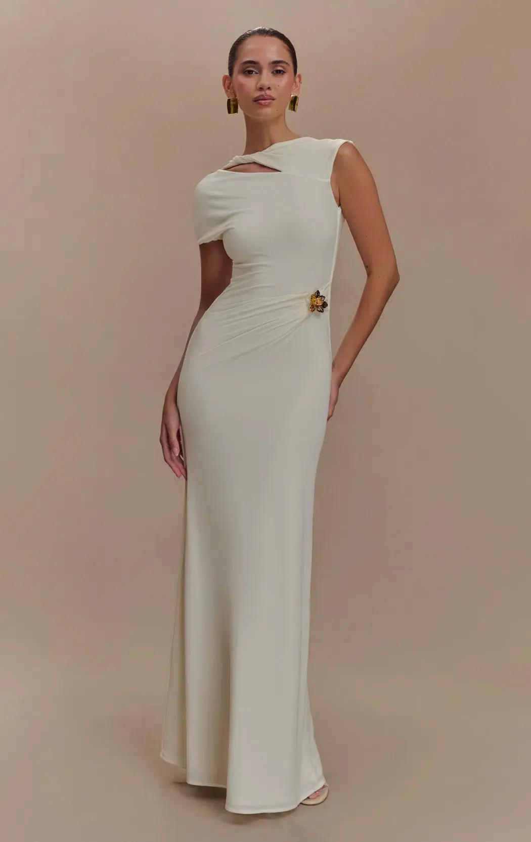 Meshki Kaida Slinky Maxi Dress Ivory Size S / AU 8 - Image 1