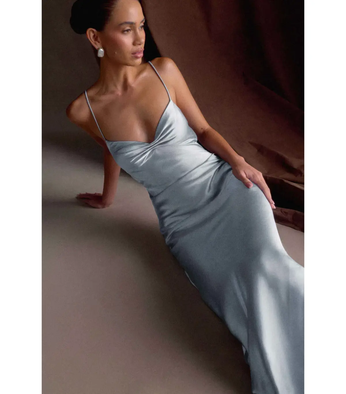 Meshki Lilly Sweetheart Satin Maxi Dress Frosted Blue Size S / AU 8 - Image 4