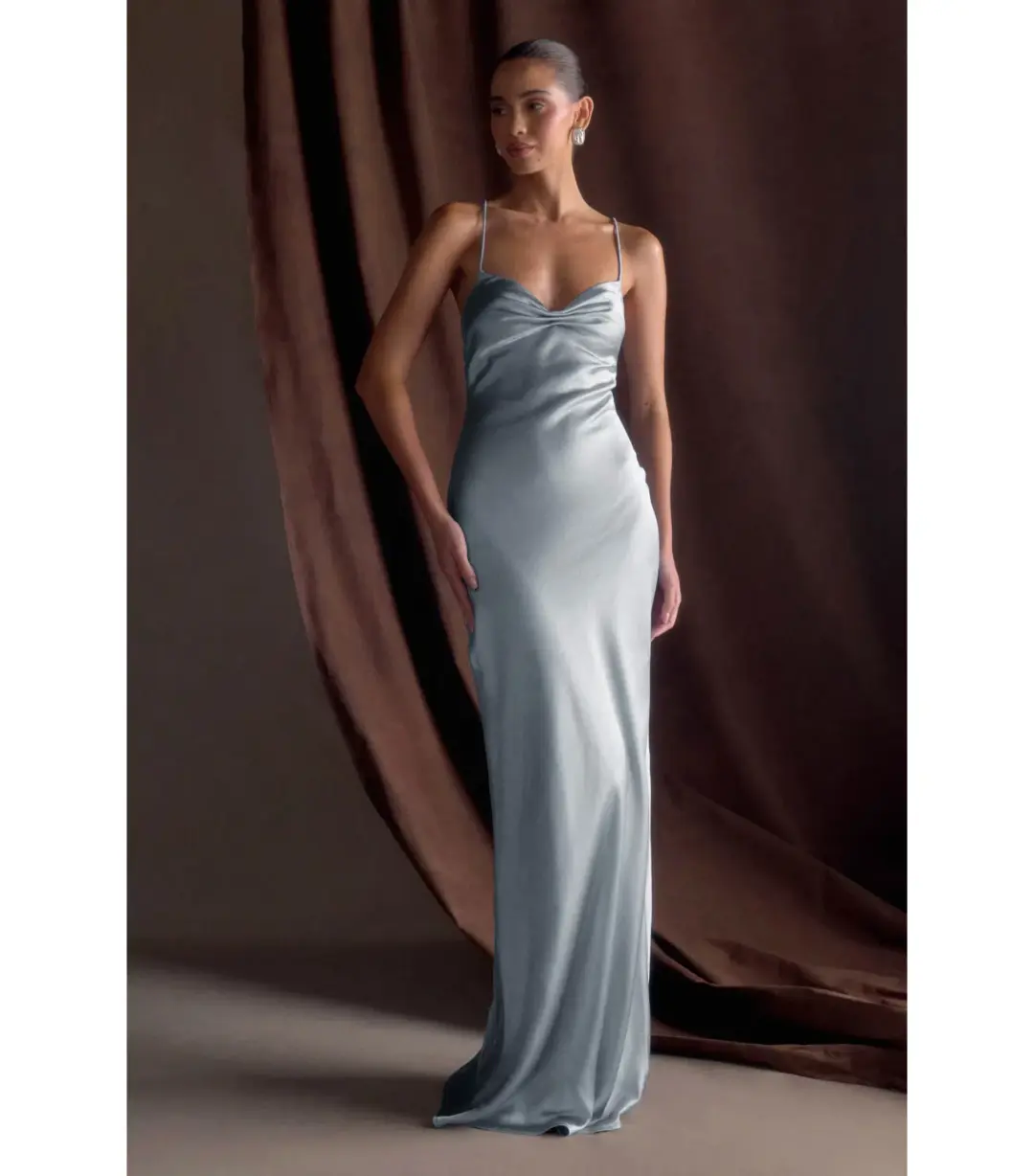 Meshki Lilly Sweetheart Satin Maxi Dress Frosted Blue Size S / AU 8 for rent on The Volte - main image