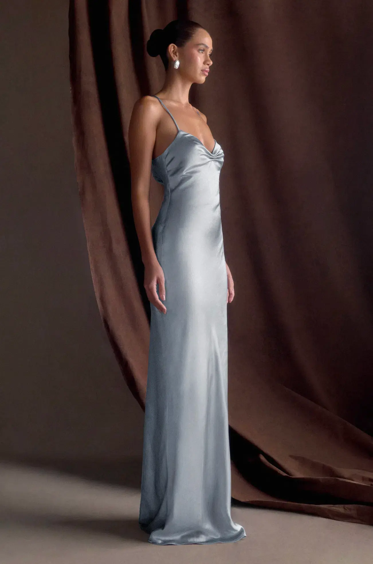 Meshki Lilly Sweetheart Satin Maxi Dress Frosted Blue Size S / AU 8 - Image 2